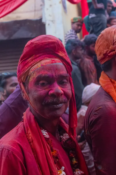 Barsana Uttar Pradesh Indien März 2022 Inder Feiern Traditionelles Holi — Stockfoto