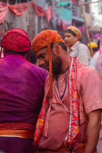Barsana Uttar Pradesh India March 2022 Indian People Celebrating Traditional — Stock Photo, Image