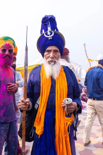 Anandpur Sahib Punjab India March 2022 Portrait Sikh Men Nihang — Stockfoto