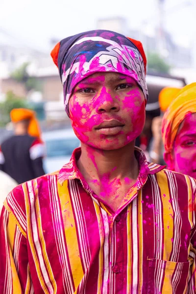 Barsana Uttar Pradesh Indie Marzec 2022 Hindusi Świętujący Tradycyjny Festiwal — Zdjęcie stockowe