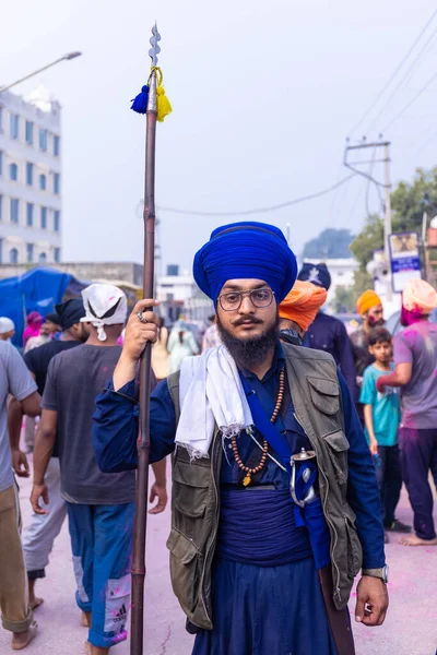 Anandpur Sahib Punjab India March 2022 Portrait Sikh Men Nihang — Stockfoto