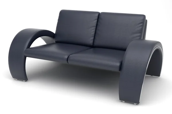 Sofá de couro preto — Fotografia de Stock