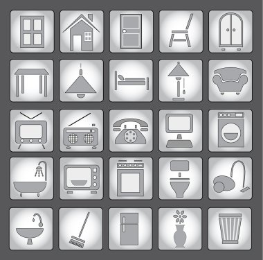 ortak ev aletleri - gri Icon set