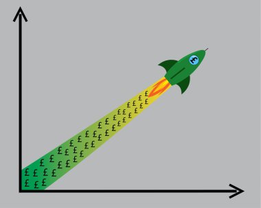 Roket - pound para birimi ile soyut grafik