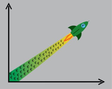 Roket - euro para birimi ile soyut grafik