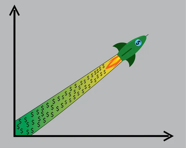 Abstrakt diagram med raket - dollar valuta — Stock vektor