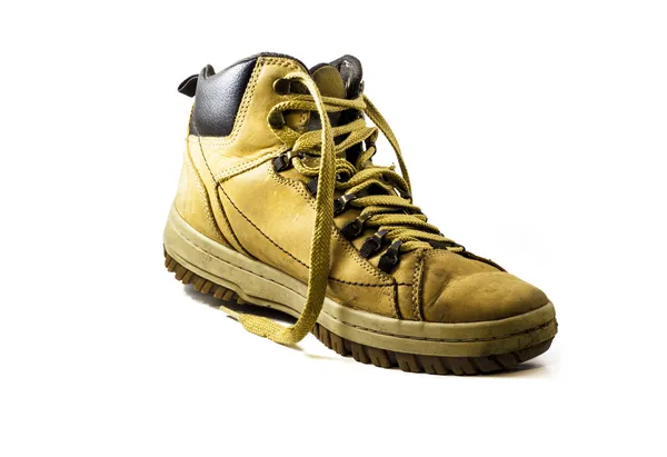 Used yellow boot isolated on white background — Stock Photo, Image