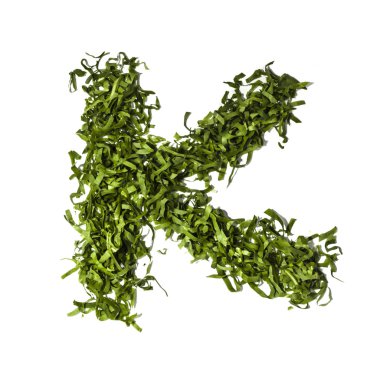Salad letter K on white background