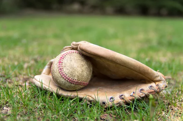 Old Baseball Glove and Ball Stock Photo