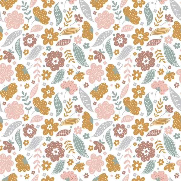 Tendance sans couture motif floral ditsy. Conception de tissu avec des fleurs simples. — Image vectorielle