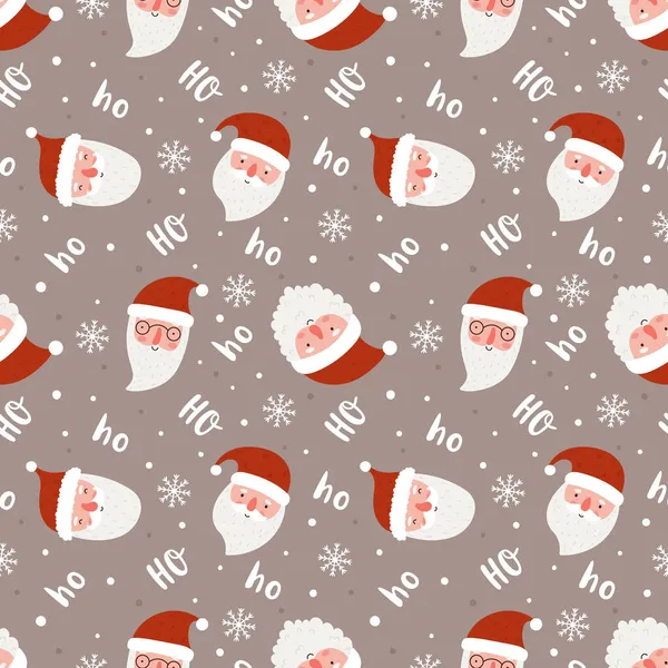 Patrón sin costuras de Navidad con santas divertidas. Ilustración vectorial. — Vector de stock