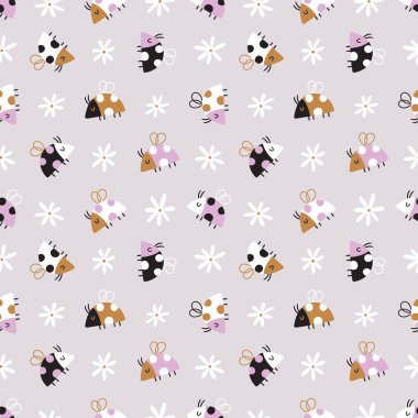 Komik uğur böcekli kusursuz çocuk deseni. Basit el çizimi İskandinav tarzında çocuksu vektör arkaplanı.