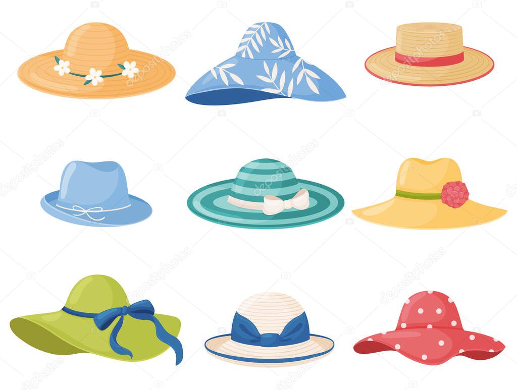 Vector set of summer women s hats