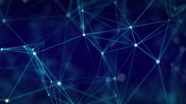Ağ bağlantısı yapısı. Noktalı ve çizgili dijital arkaplan. Büyük veri görselleştirmesi. 3B görüntüleme.