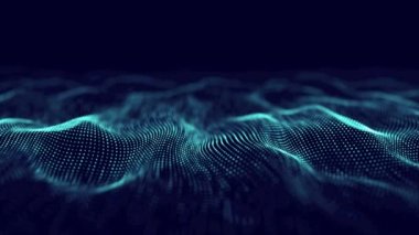 Soyut teknoloji dalgası. Parçacık akışı. Büyük veri transferi görselleştirmesi. 3d oluşturma.