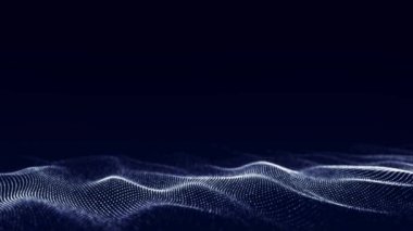 Soyut teknoloji dalgası. Parçacık akışı. Büyük veri transferi görselleştirmesi. 3d oluşturma.