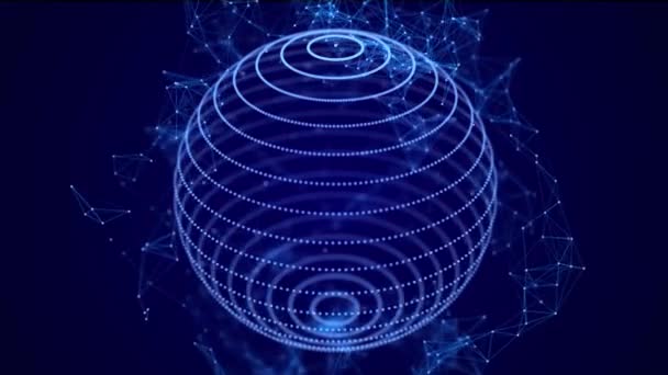 Sphère Technologique Avec Points Connexion Structure Réseau Numérique Abstrait Rendu — Video