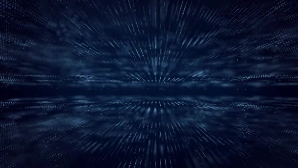 Fond bleu numérique de particules. Illustration futuriste abstraite. Visualisation Big Data. Technologie fond de points dynamiques. rendu 3D.