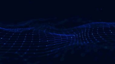 Soyut teknoloji dalgası. Parçacık akışı. Büyük veri transferi görselleştirmesi. 3d oluşturma.