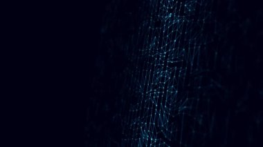 Soyut teknoloji dalgası. Parçacık akışı. Büyük veri transferi görselleştirmesi. 3d oluşturma.