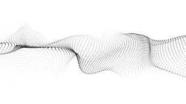 Soyut fütüristik geçmiş. Büyük veri görselleştirmesi. Parçacıkların dinamik dalgası. 3B görüntüleme.