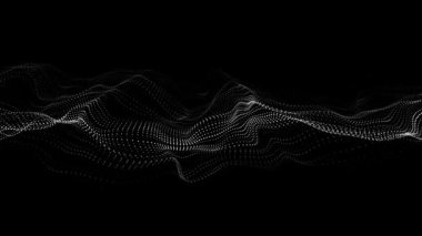 Parçacıkların dinamik dalgası. Soyut fütüristik geçmiş. Büyük veri görselleştirmesi. 3B görüntüleme.