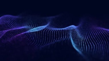 Soyut teknoloji dalgası. Parçacık akışı. Büyük veri transferi görselleştirmesi. 3d oluşturma.