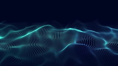 Soyut teknoloji dalgası. Parçacık akışı. Büyük veri transferi görselleştirmesi. 3d oluşturma.