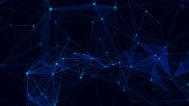 Ağ bağlantısı yapısı. Noktalı ve çizgili dijital arkaplan. Büyük veri görselleştirmesi. 3B görüntüleme.
