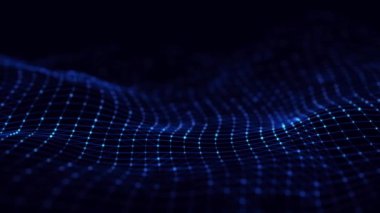 Soyut teknoloji dalgası. Parçacık akışı. Büyük veri transferi görselleştirmesi. 3d oluşturma.