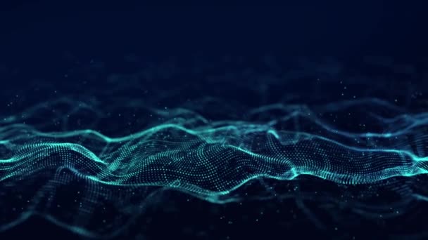 Abstrakte Technologiewelle Strömung Von Teilchen Visualisierung Des Big Data Transfers — Stockvideo