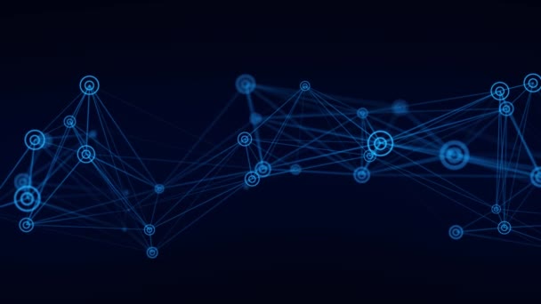Структура Сетевого Соединения Цифровой Фон Точками Линиями Большая Визуализация Данных — стоковое видео