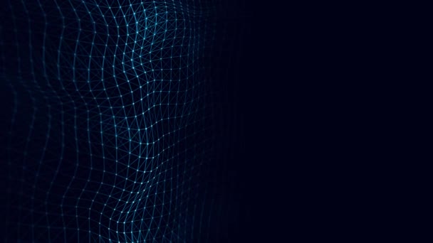 Абстрактные Технологические Волны Поток Частиц Большая Визуализация Передачи Данных Рендеринг — стоковое видео