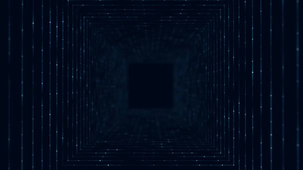Tunnel Filaire Technologique Sur Fond Bleu Futuriste Grille Vortex Visualisation — Video