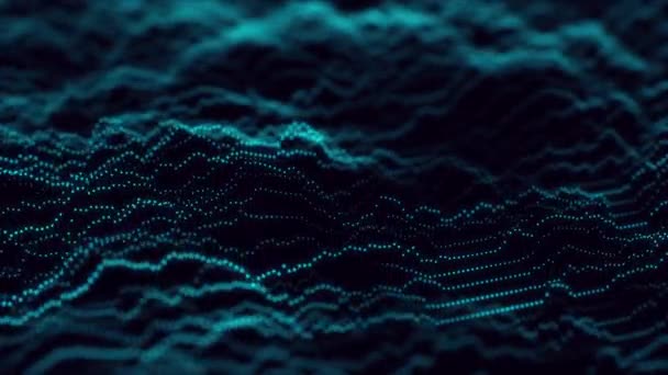 Onda Tecnología Abstracta Flujo Partículas Visualización Transferencia Big Data Renderizado — Vídeo de stock