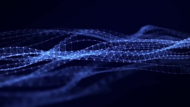 Digital Blue Wave Background Particles Latar Belakang Dinamis Futuristik Abstrak — Stok Video
