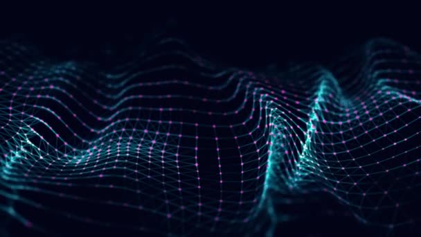Abstrakte Technologiewelle Strömung Von Teilchen Visualisierung Des Big Data Transfers — Stockvideo