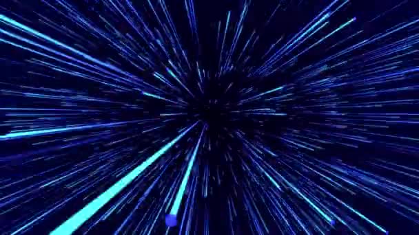 Hyper Saut Bleu Hyperespace Numérique Avec Explosion Étoiles Fond Abstrait — Video