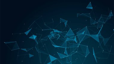 Ağ bağlantısı yapısı. Noktalı ve çizgili dijital arkaplan. Büyük veri görselleştirmesi. Vektör illüstrasyonu.