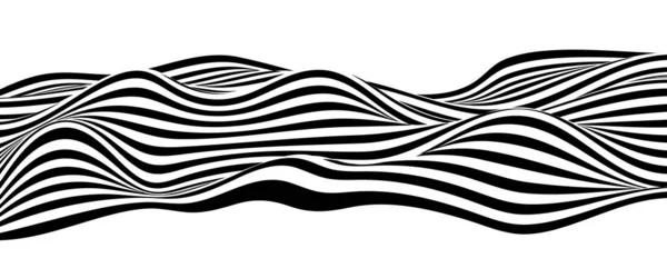 Векторная Оптическая Иллюзия Черно Белыми Линиями Абстрактный Фон Кривой Волны — стоковый вектор