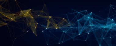 Ağ bağlantısı yapısı. Noktalı ve çizgili dijital arkaplan. Büyük veri görselleştirmesi. 3B görüntüleme.