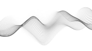 Parçacıkların dijital dinamik dalgası. Vektör soyut beyaz fütüristik arkaplan. Büyük veri görselleştirmesi.