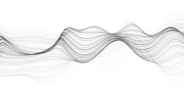 Цифровая Динамическая Волна Частиц Векторный Абстрактный Белый Футуристический Фон Визуализация — стоковый вектор