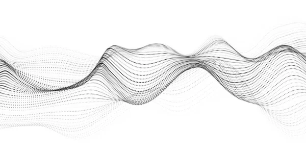 Onde Dynamique Numérique Particules Fond Futuriste Blanc Abstrait Vectoriel Visualisation — Image vectorielle