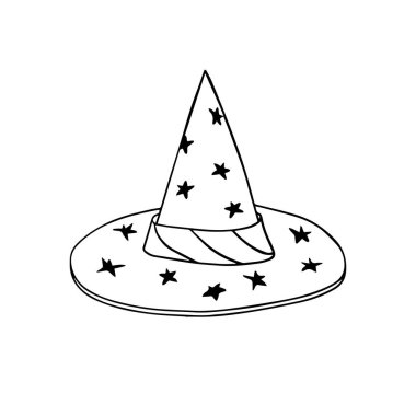 Büyücü şapkası. Karalama çizimi. Cadılar Bayramı tasarımı için vektör ögesi.