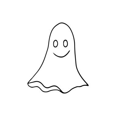 Cadılar Bayramı hayaleti çizimi. Tasarım için vektör ögesi.