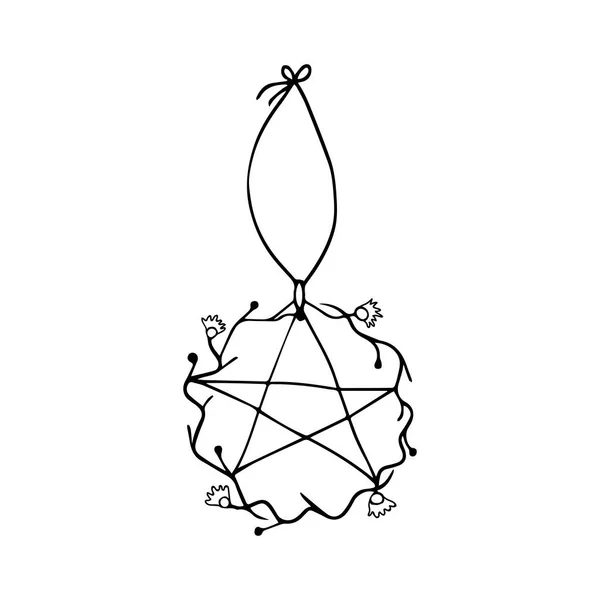 魔法护身符的素描设计中的向量元素 万圣节的涂鸦 — 图库矢量图片