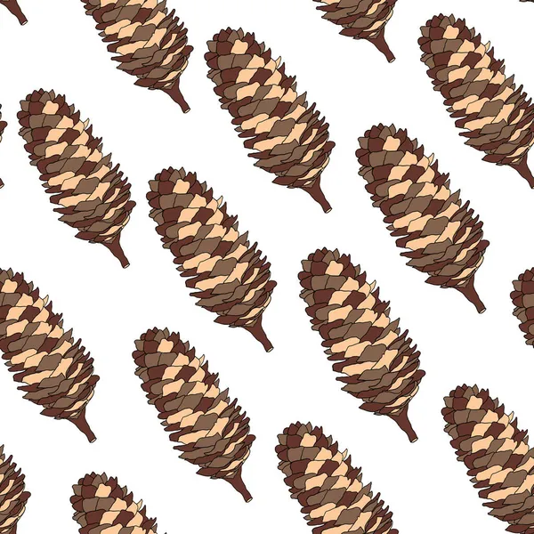 Coniferous Cones White Background Seamless Pattern Design Fabric Wrapping Print — Stock Photo, Image