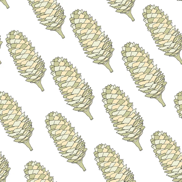 Green Cones White Background Seamless Pattern Design Fabric Print Wrapping — Stock Photo, Image