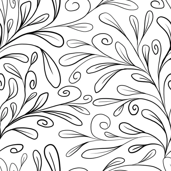 Handgezeichnete Zweige Und Blätter Auf Weißem Hintergrund Nahtloses Muster Design — Stockfoto